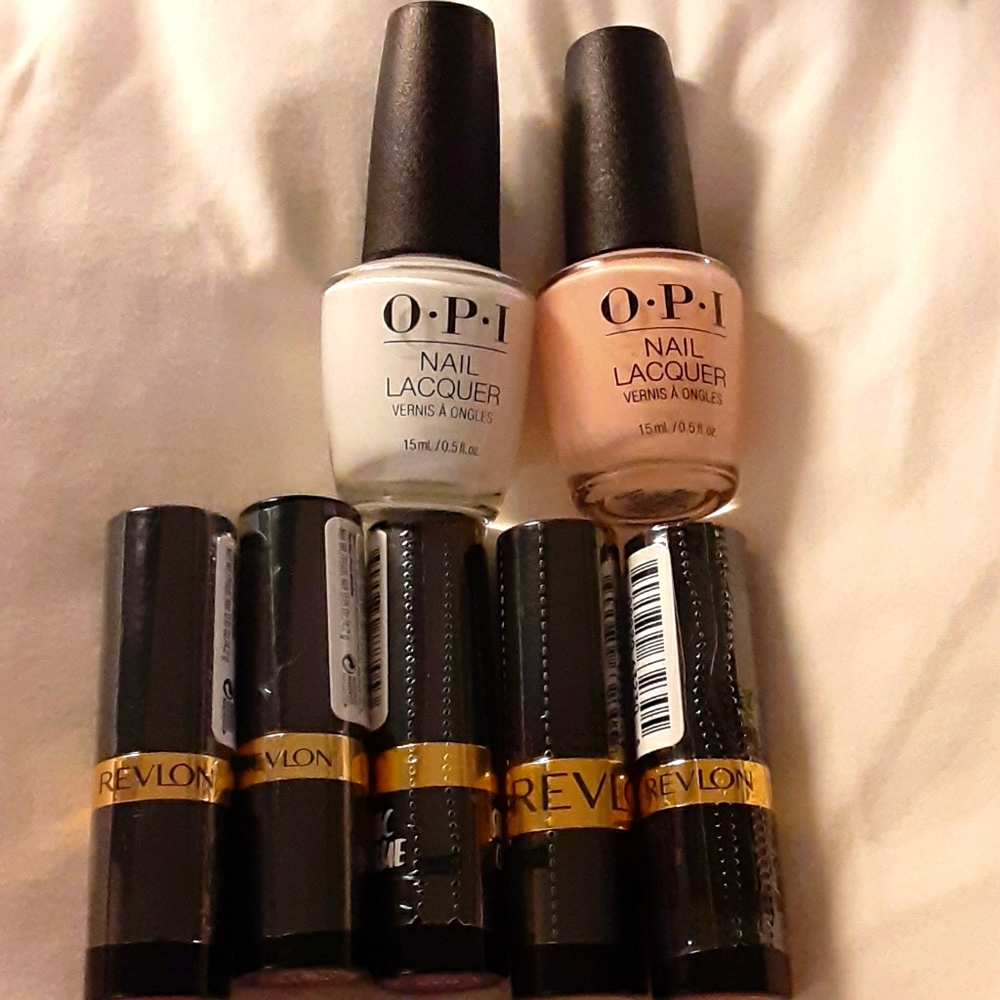5 Revlon lipsticks opi are free w/ purchase